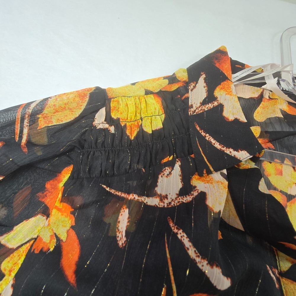 Nanette Lepore Lightweight Camisole & Floral Sheer Top Sz Large Metallic Artsy - Picture 14 of 16